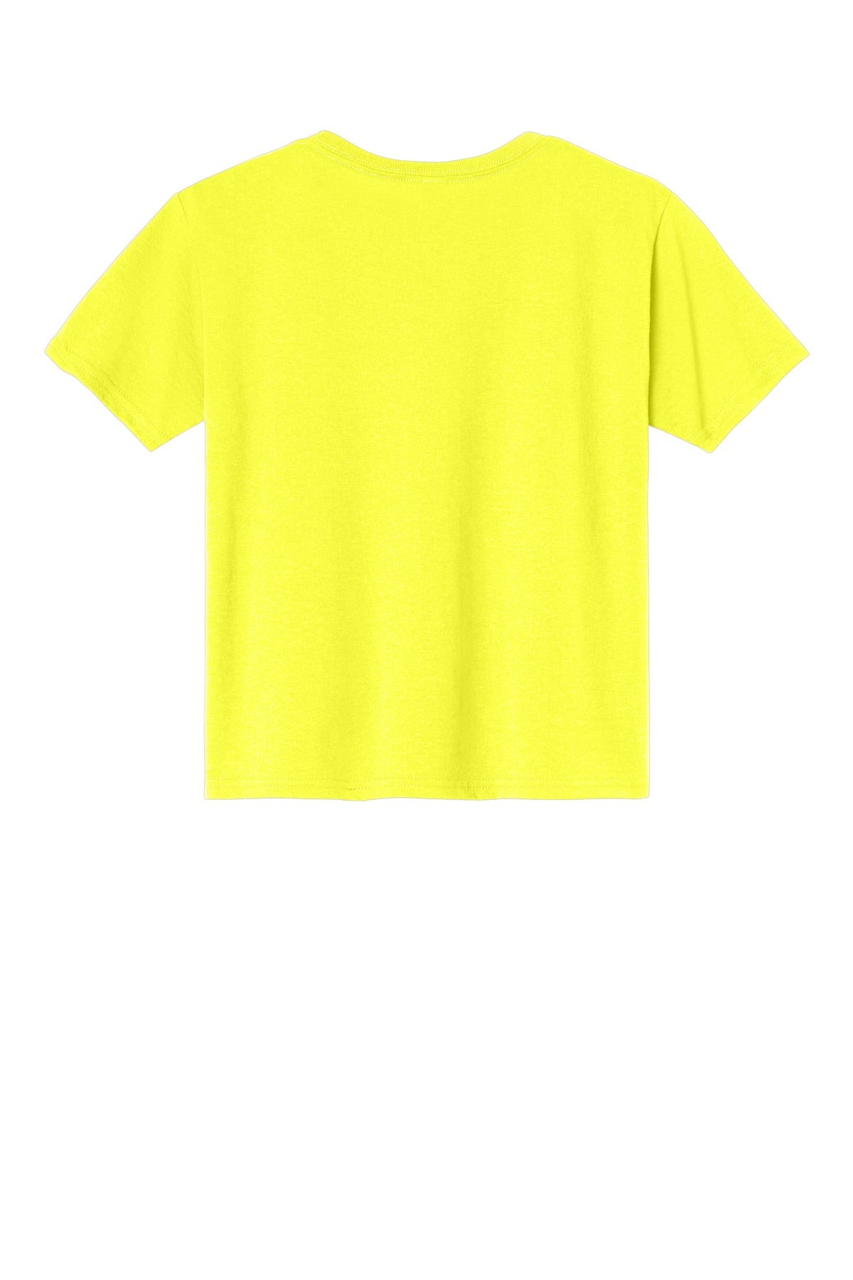 Rear View of Neon Yellow Jerzees - Youth Dri-Power 50/50 Cotton/Poly T-Shirt. 29B
