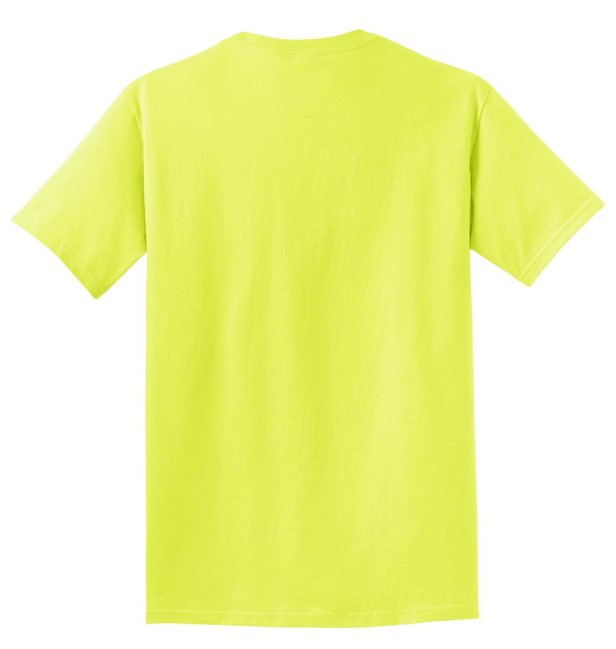 Rear View of Neon Yellow Port & Co Beach Wash Garment-Dyed Tee. PC099