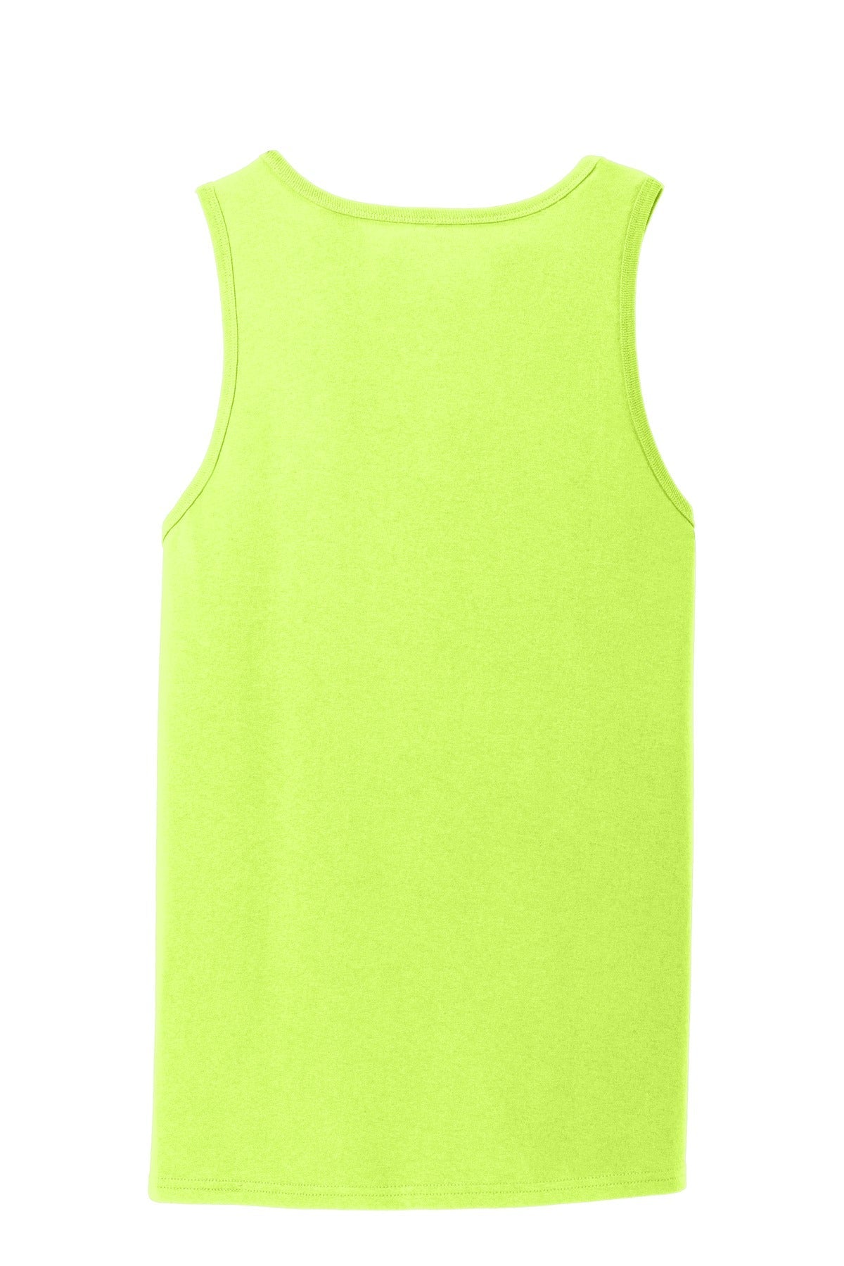 Rear View of Neon Yellow Port & Co Core Cotton Tank Top. PC54TT