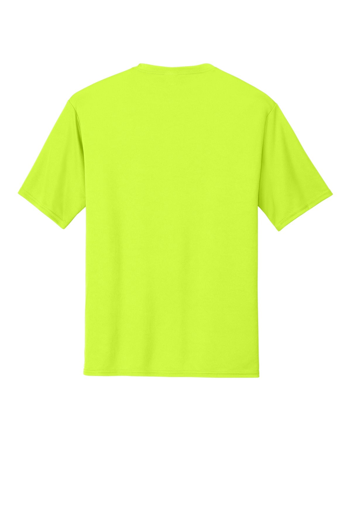 Rear View of Neon Yellow Port & Co Performance Tee. PC380