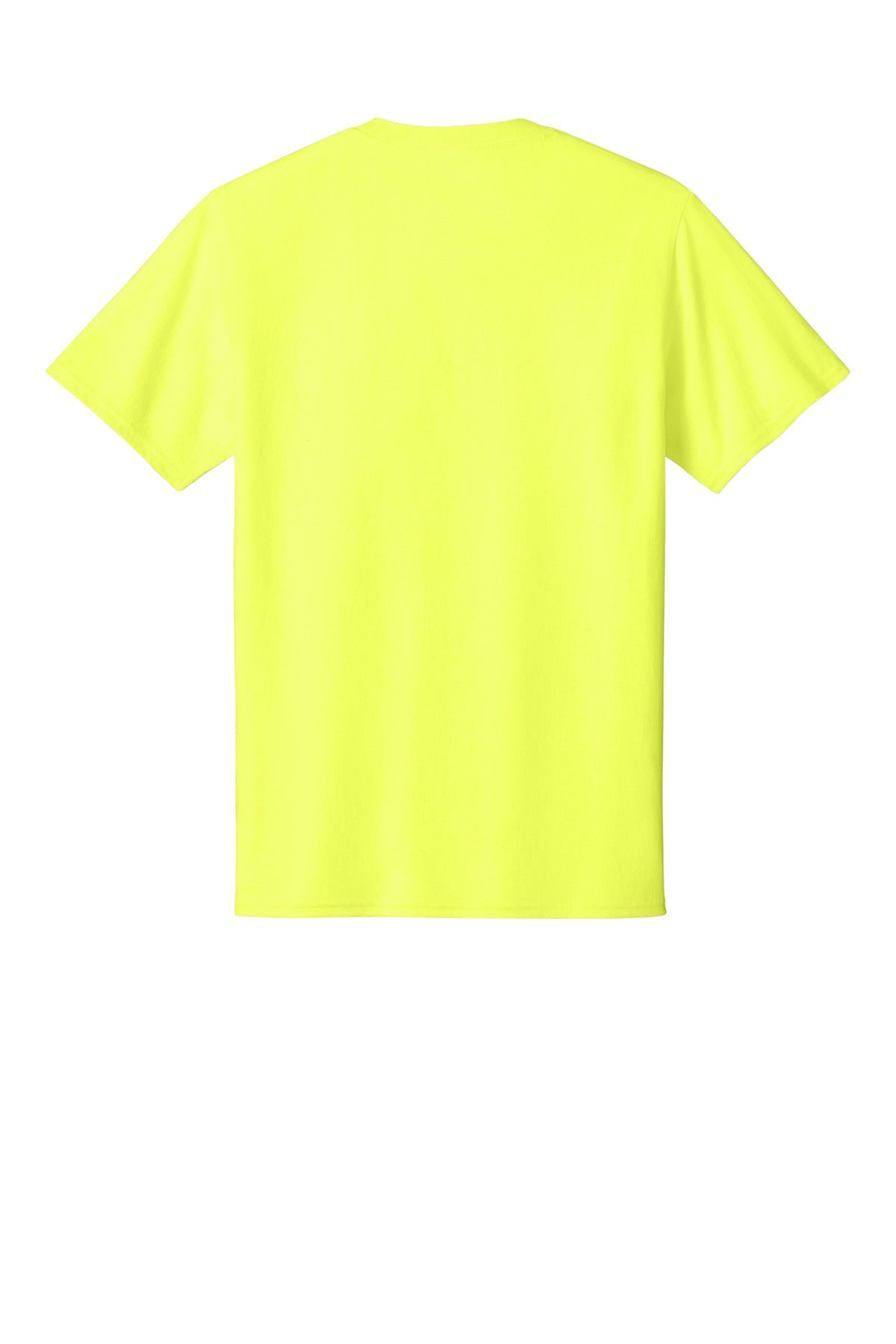 Rear View of Neon Yellow Port & Co Tall Core Cotton Tee PC54T