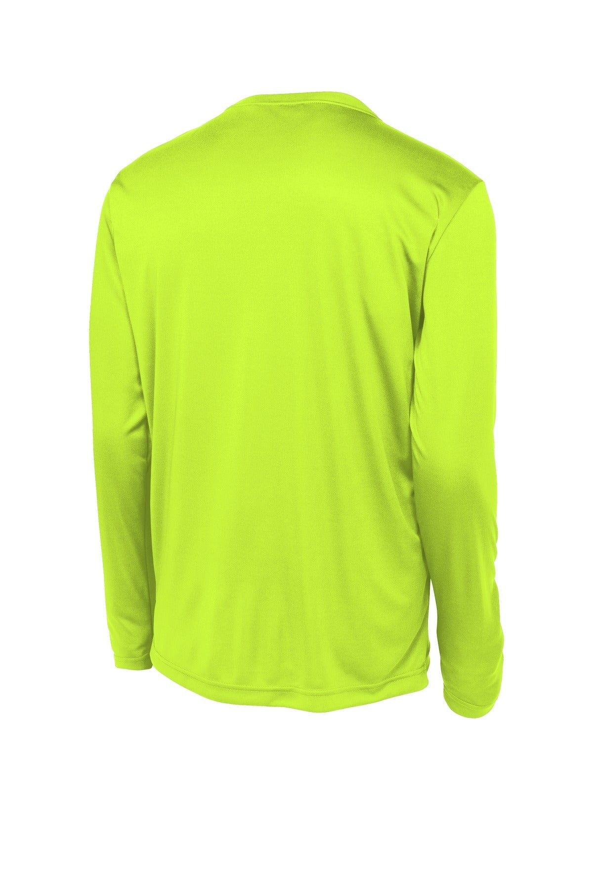 Rear View of Neon Yellow Sport-Tek Long Sleeve PosiCharge Competitor Tee. ST350LS