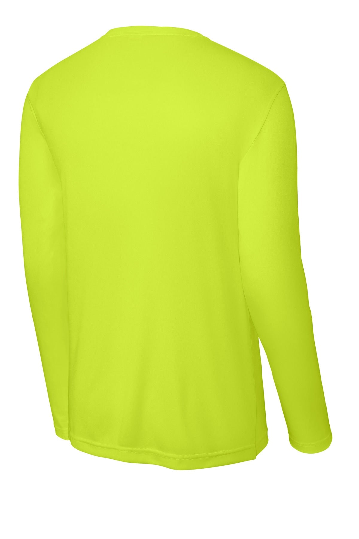 Rear View of Neon Yellow Sport-Tek Long Sleeve PosiCharge Competitor Tee. ST350LS