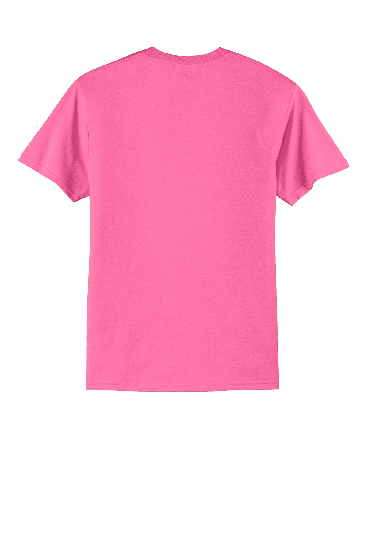 Rear View of NeonPink Port & Co Core Blend Tee. PC55