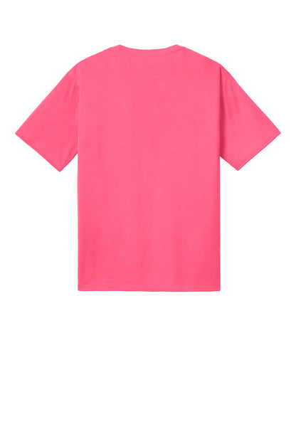 Rear View of NeonPink Port & Co PosiPrint Performance Tee PC380DTG
