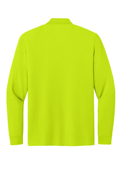 Rear View of NeonYellow Port Authority Wearever Signature Pique Long Sleeve Polo K200LS
