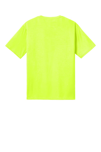 Rear View of NeonYellow Port & Co PosiPrint Performance Tee PC380DTG