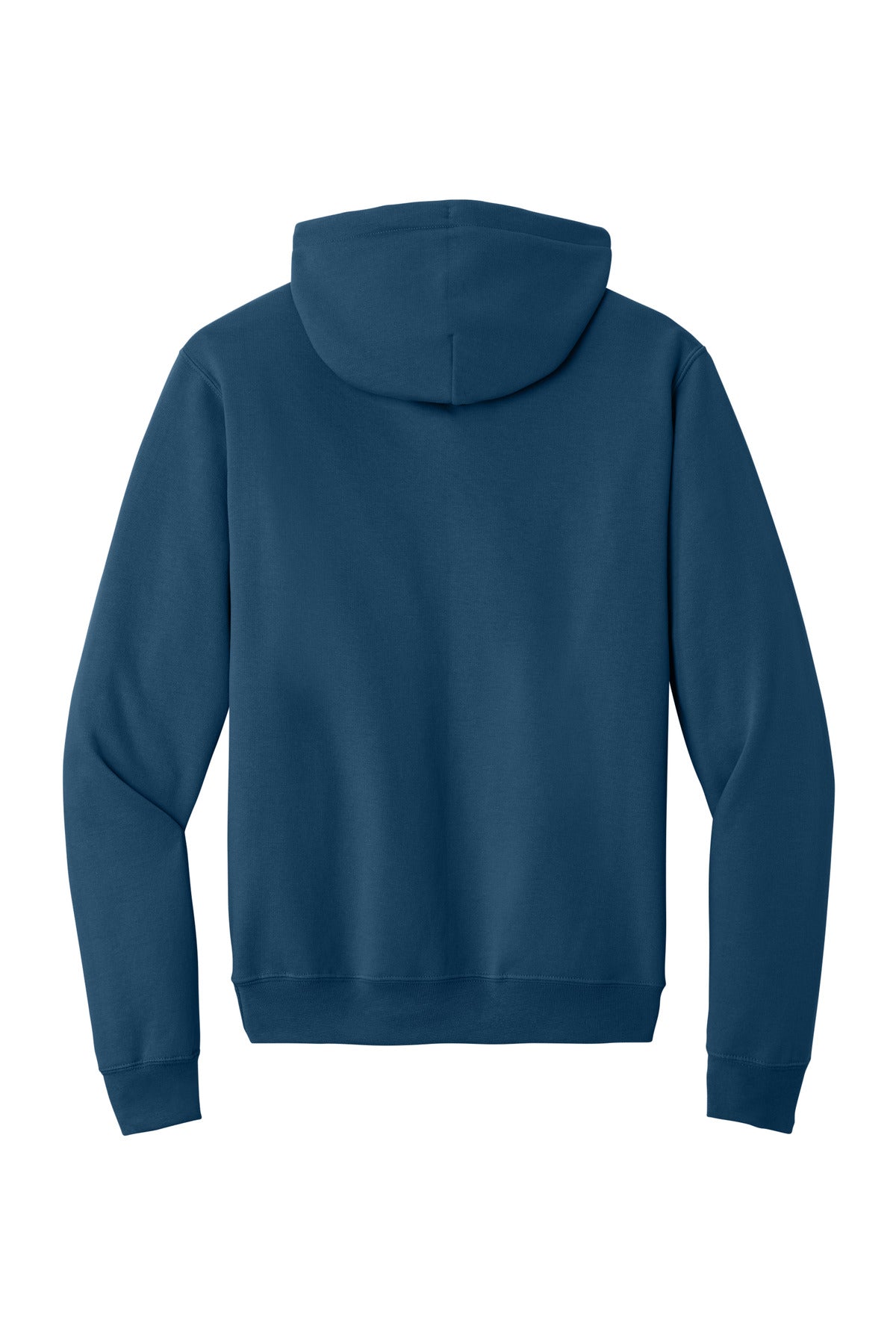 Rear View of NeptuneBl Port & Co Core Fleece Pullover Hooded Sweatshirt. PC78H