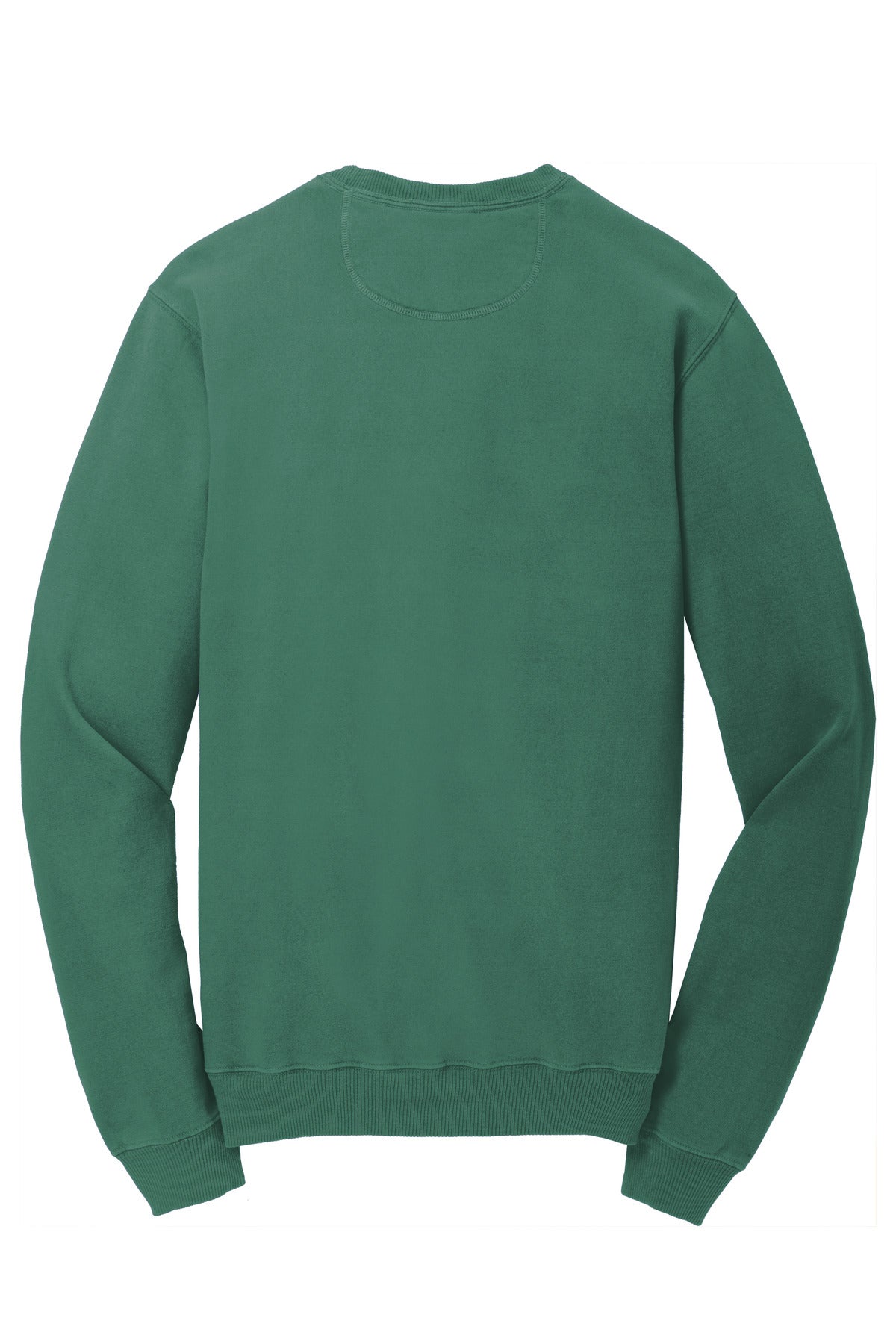 Rear View of NordicGrn Port & Co Beach Wash Garment-Dyed Crewneck Sweatshirt PC098