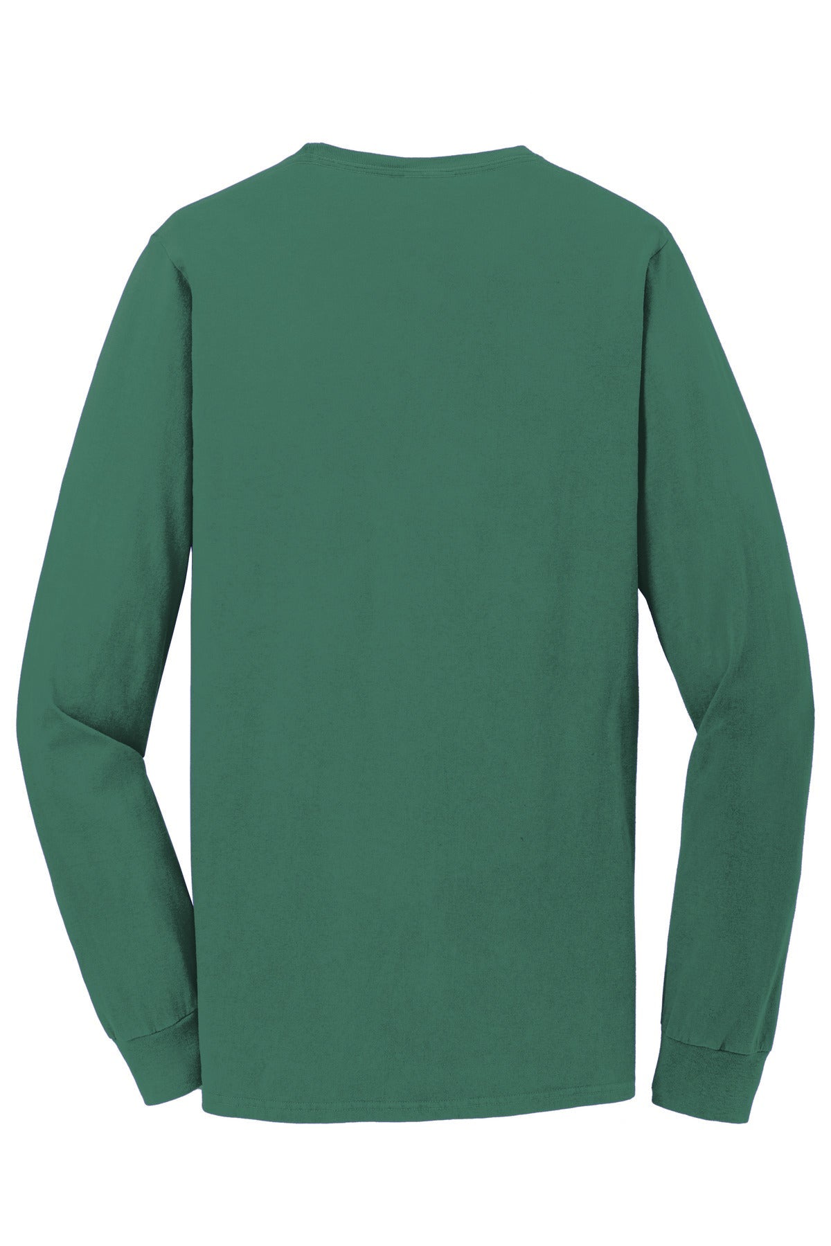 Rear View of NordicGrn Port & Co Beach Wash Garment-Dyed Long Sleeve Tee PC099LS