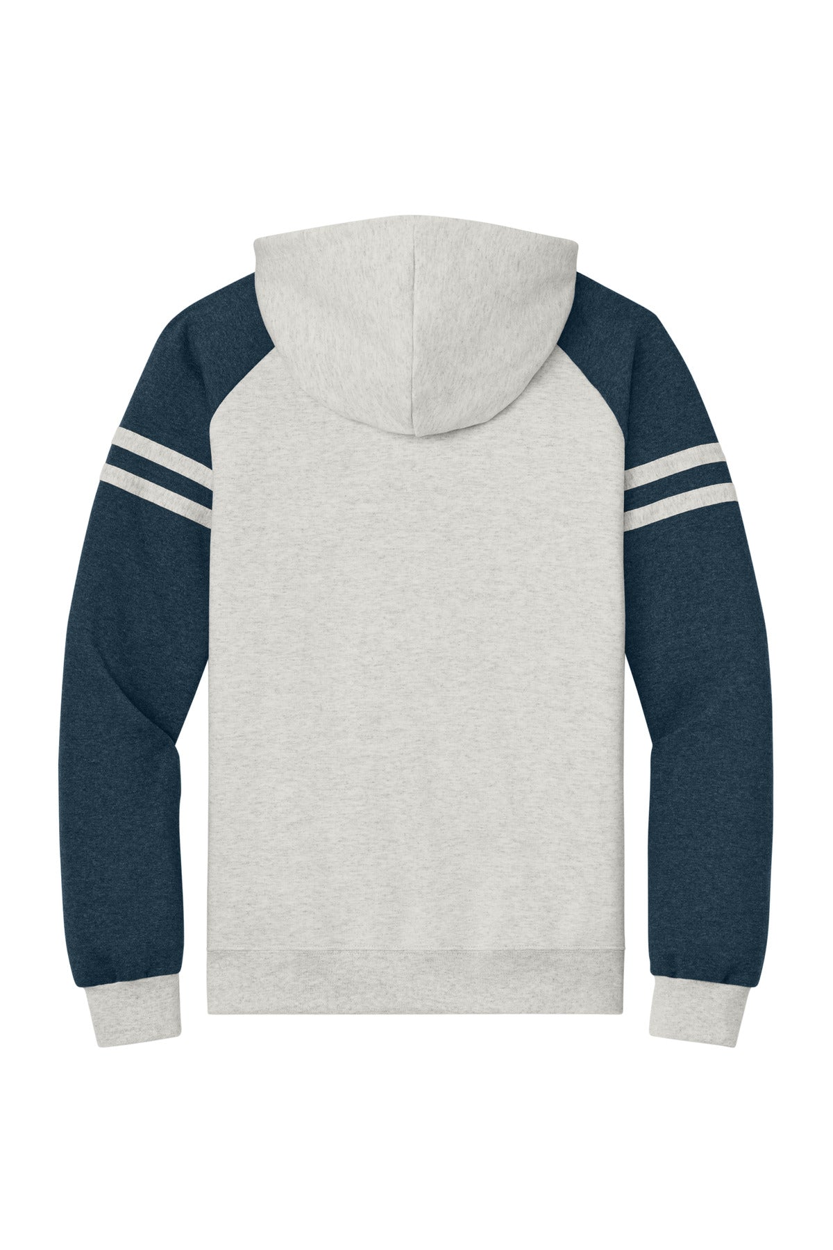 Rear View of OatH/IdgHt Jerzees Unisex NuBlend Varsity Colorblock Hooded Sweatshirt 97C