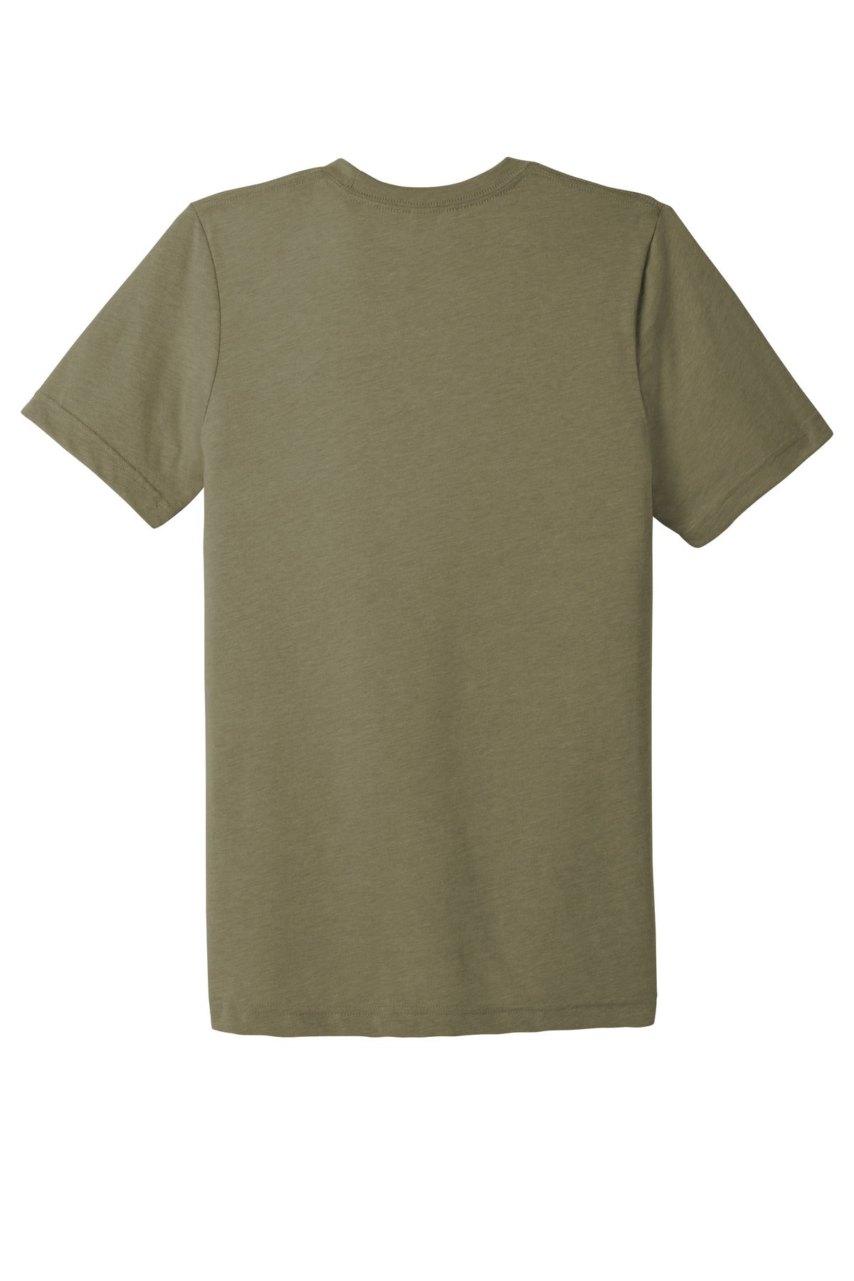 Rear View of Oatmeal TB BELLA+CANVAS Unisex Triblend Short Sleeve Tee. BC3413