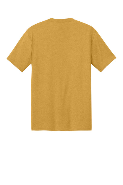 Rear View of OchreYlwHr District Perfect Tri Tee. DM130