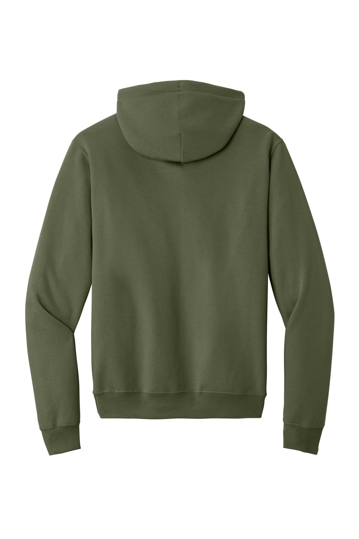 Rear View of Olive Drab Grn Port & Co Core Fleece Pullover Hooded Sweatshirt. PC78H