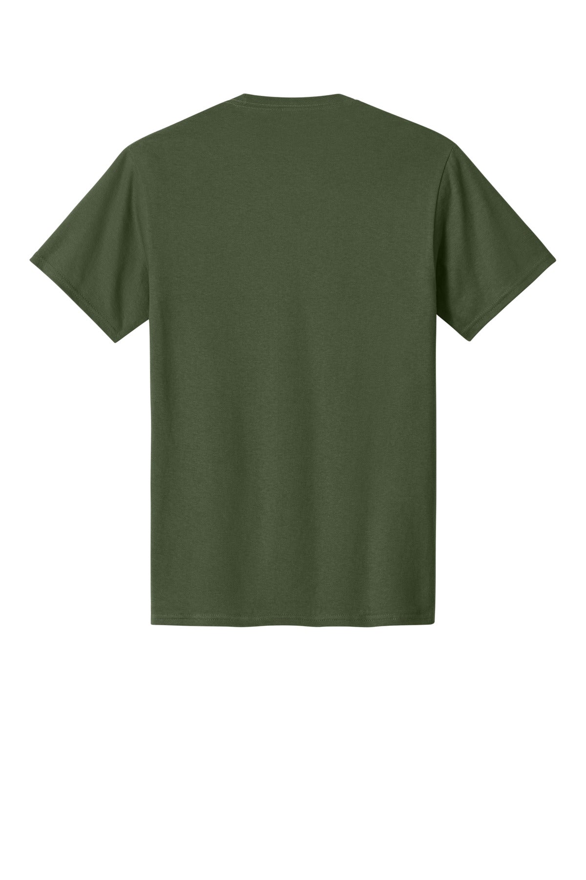 Rear View of Olive Port & Co Core Cotton Tee. PC54