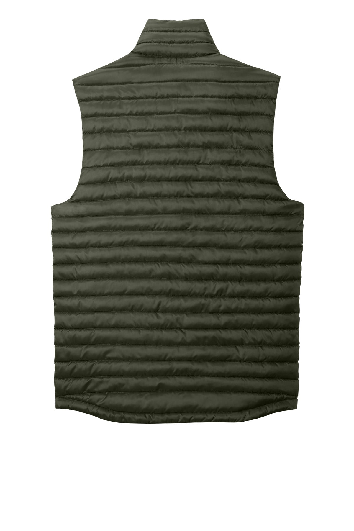 Rear View of OliveGreen Eddie Bauer Packable Quilted Vest EB516