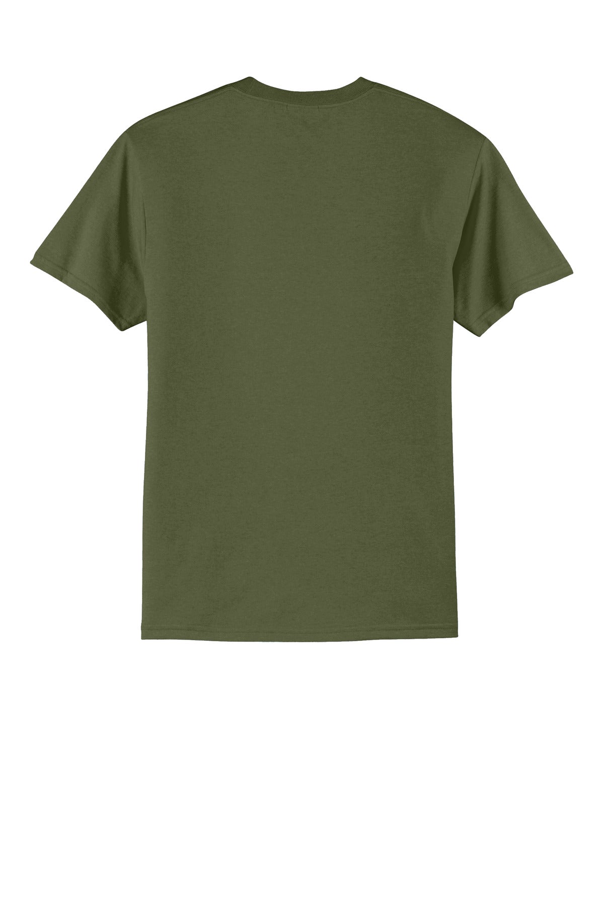 Rear View of OlvDrabGn Port & Co Core Blend Tee. PC55