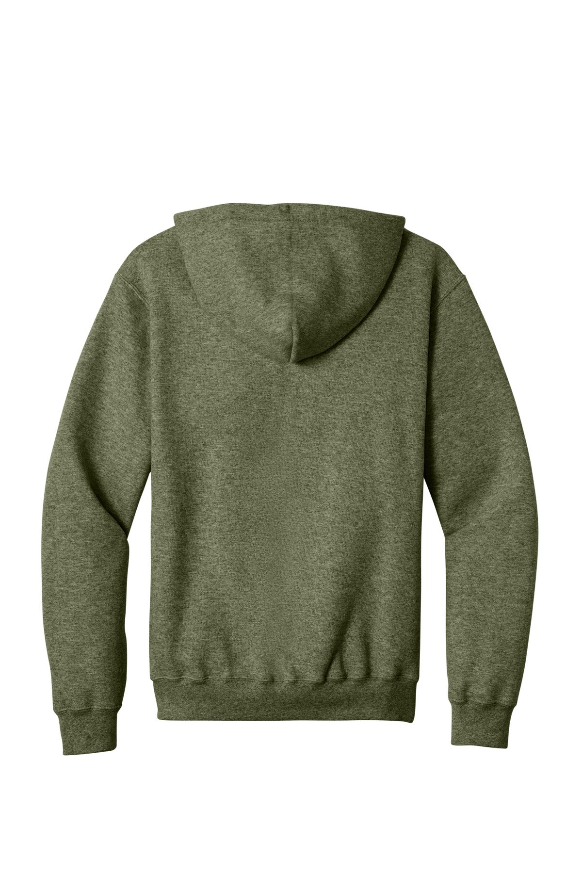 Rear View of OlvDrabGnH Port & Co Core Fleece Full-Zip Hooded Sweatshirt. PC78ZH