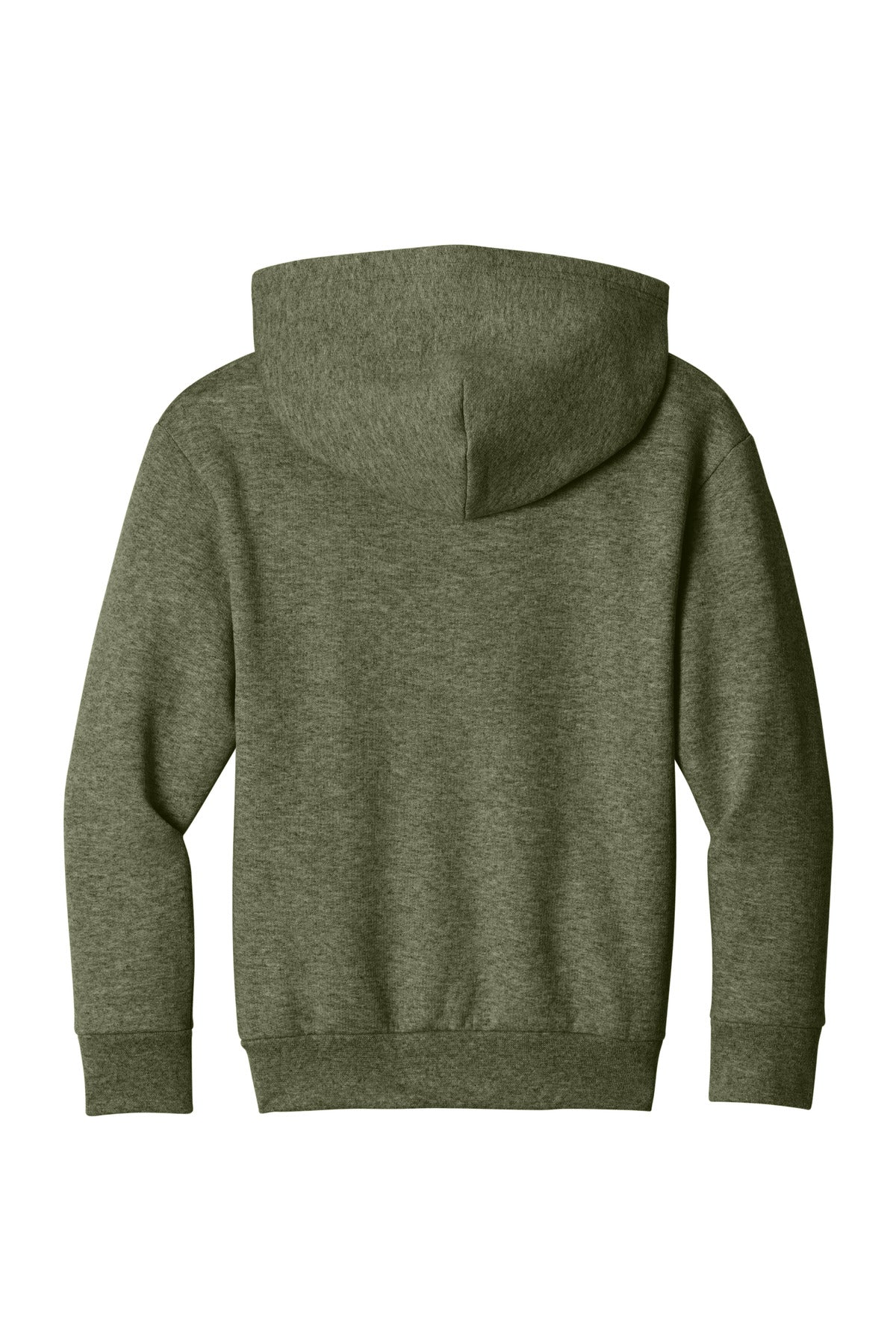 Rear View of OlvDrabGnH Port & Co Youth Easy Fleece Pullover Hooded Sweatshirt PC68YH