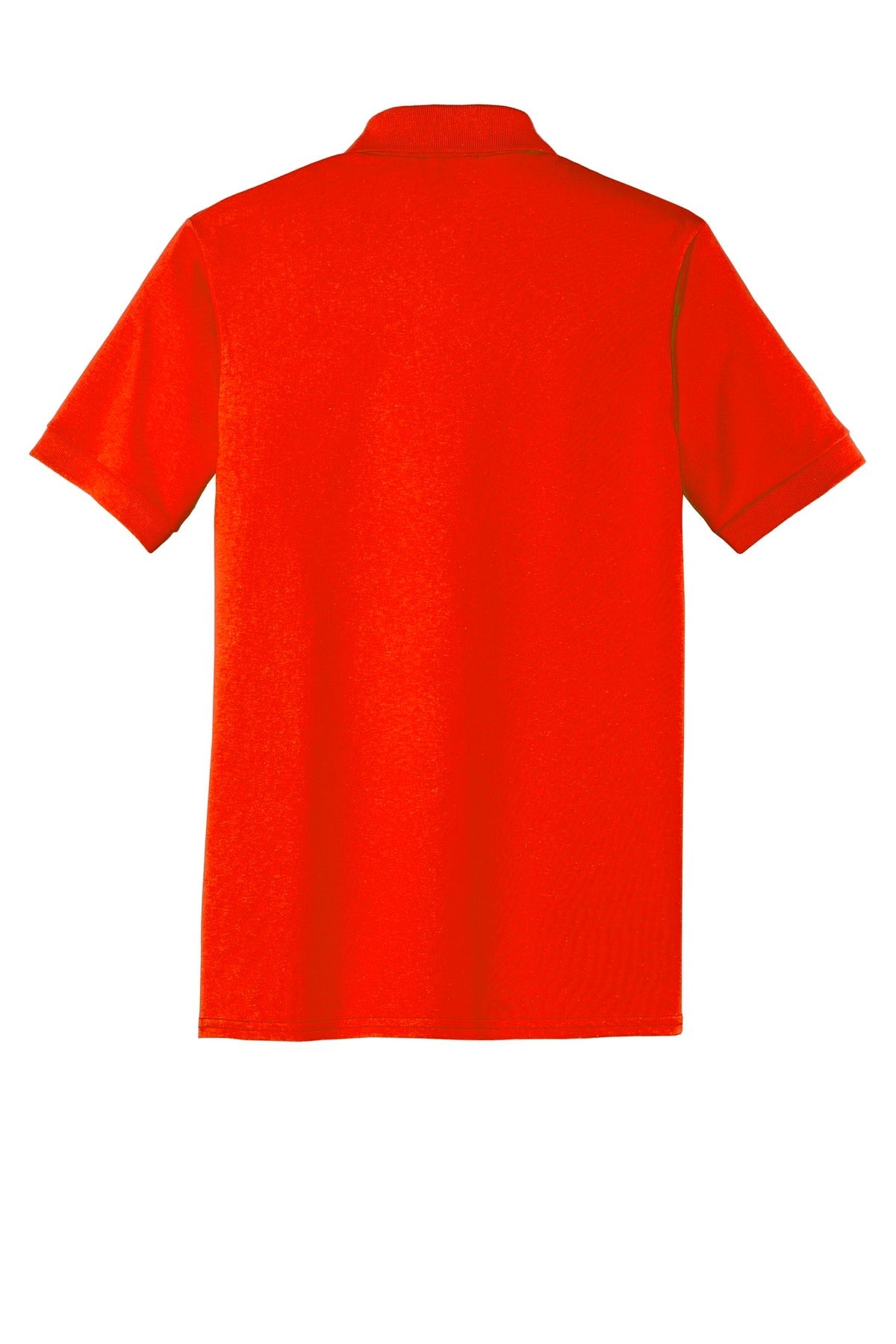 Rear View of Orange Port & Co Core Blend Jersey Knit Polo. KP55