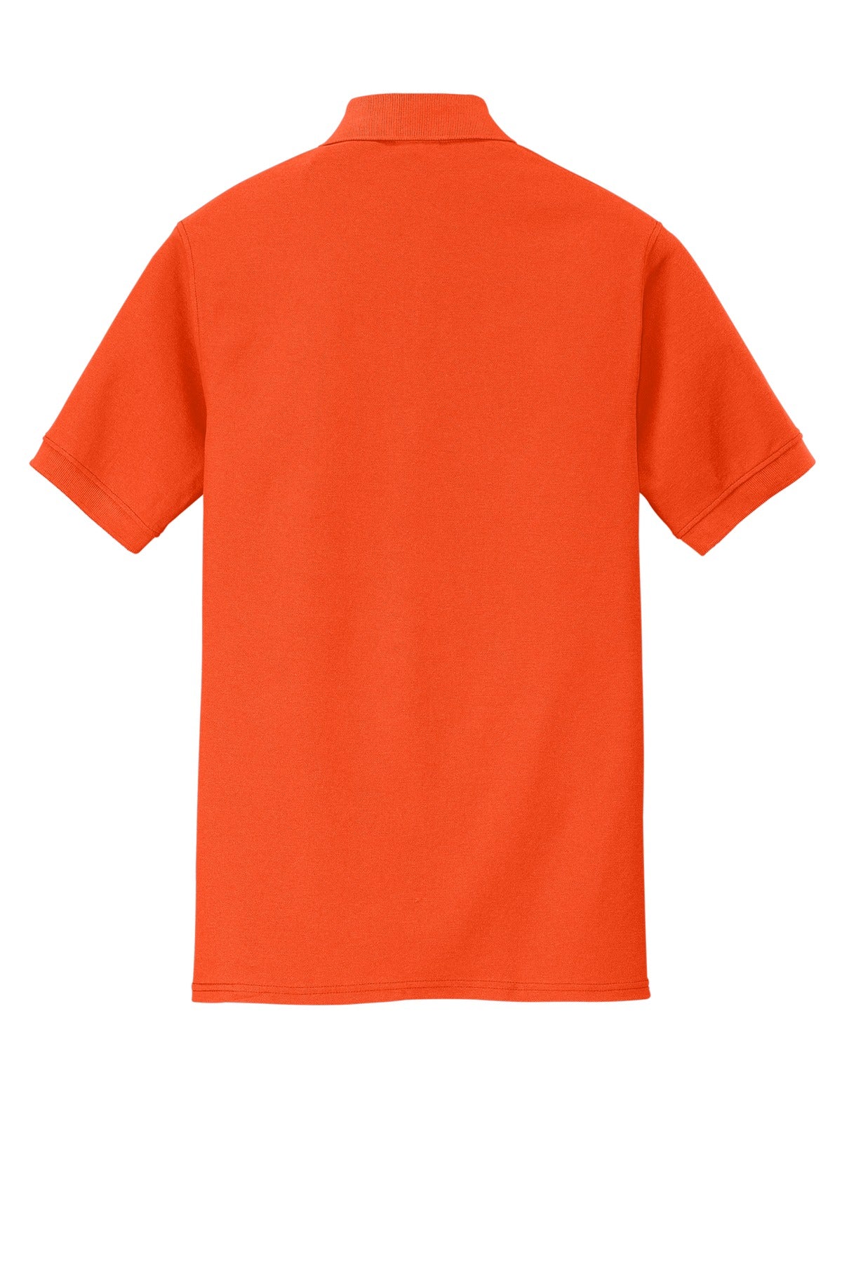 Rear View of Orange Port & Co Core Blend Pique Polo. KP155