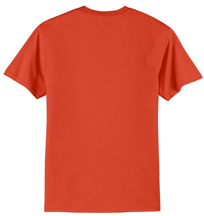 Rear View of Orange Port & Co Core Blend Tee. PC55