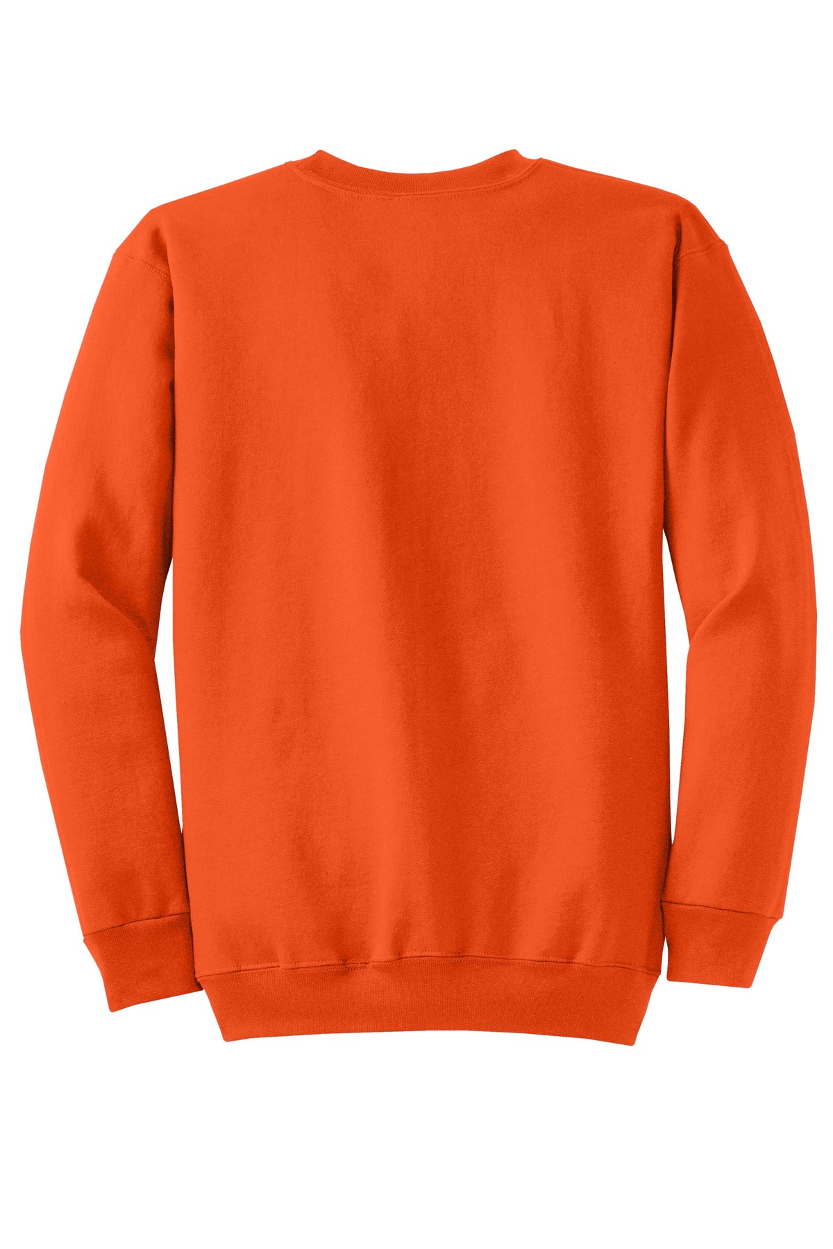 Rear View of Orange Port & Co Core Fleece Crewneck Sweatshirt. PC78