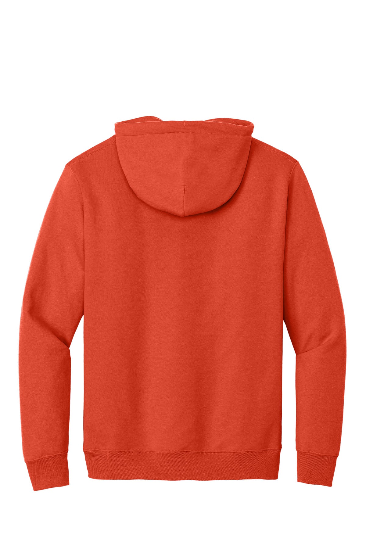 Rear View of Orange Port & Co Essential Fleece Pullover Hooded Sweatshirt. PC90H