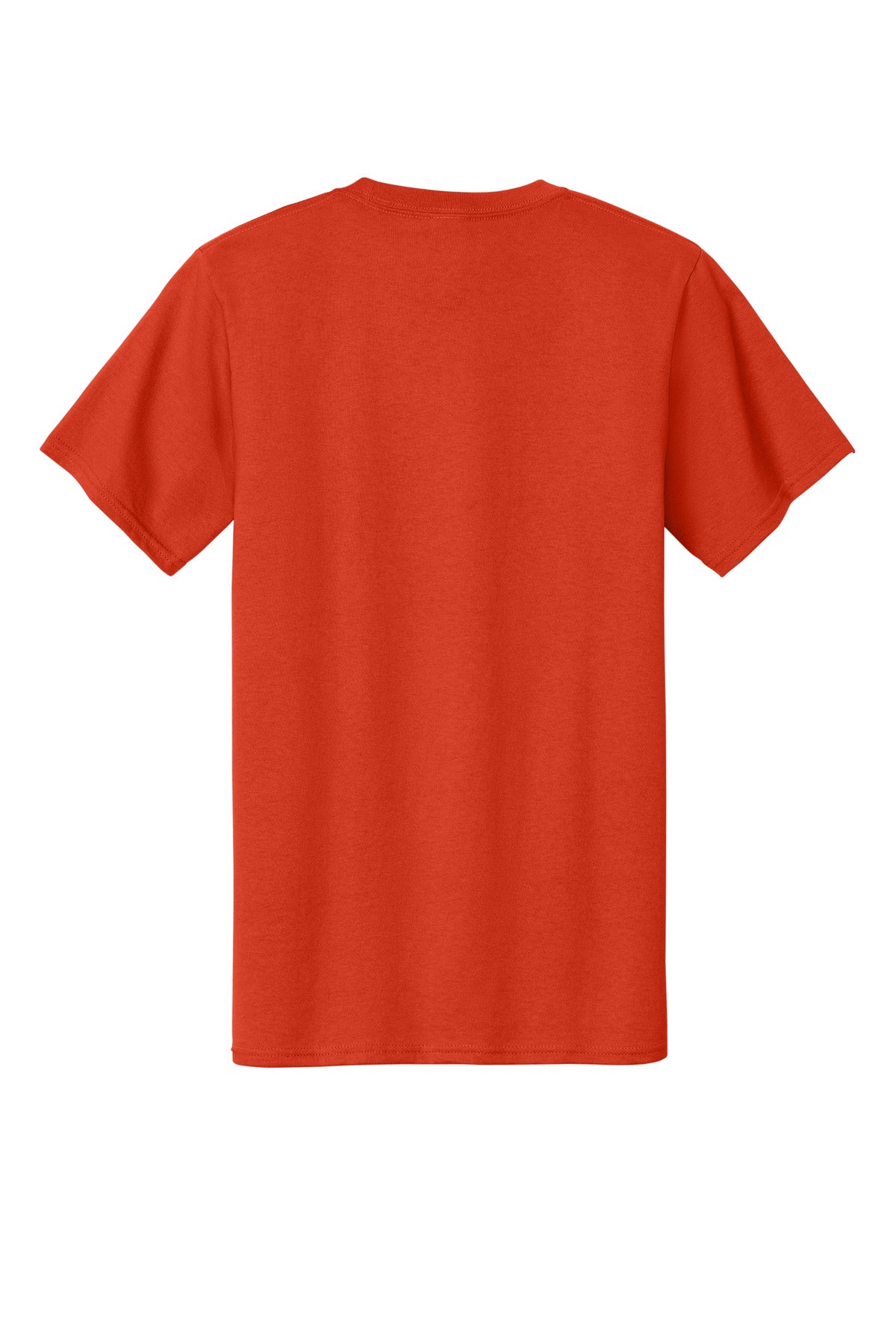 Rear View of Orange Port & Co Tall Essential Tee. PC61T