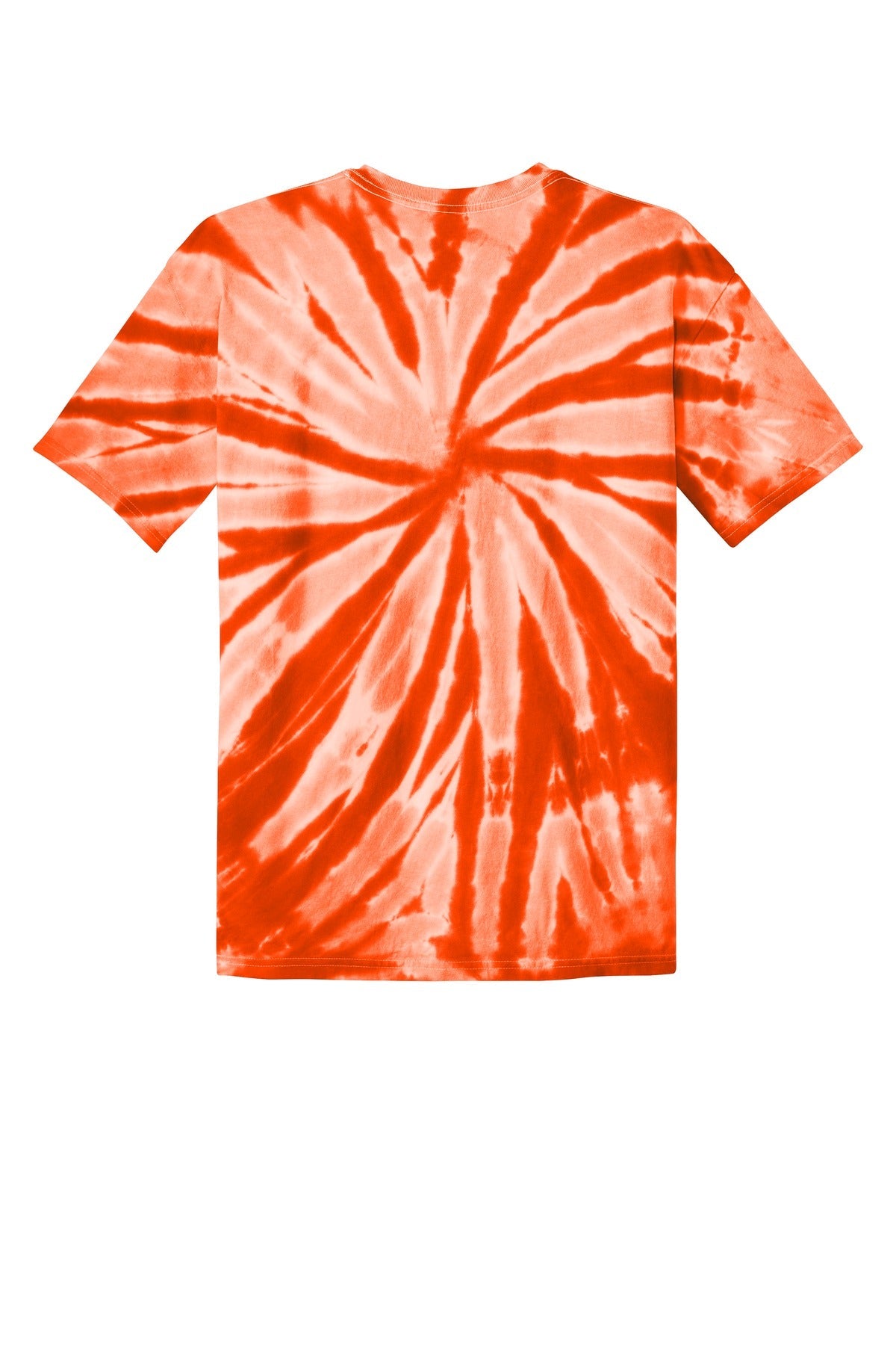 Rear View of Orange Port & Co Tie-Dye Tee. PC147