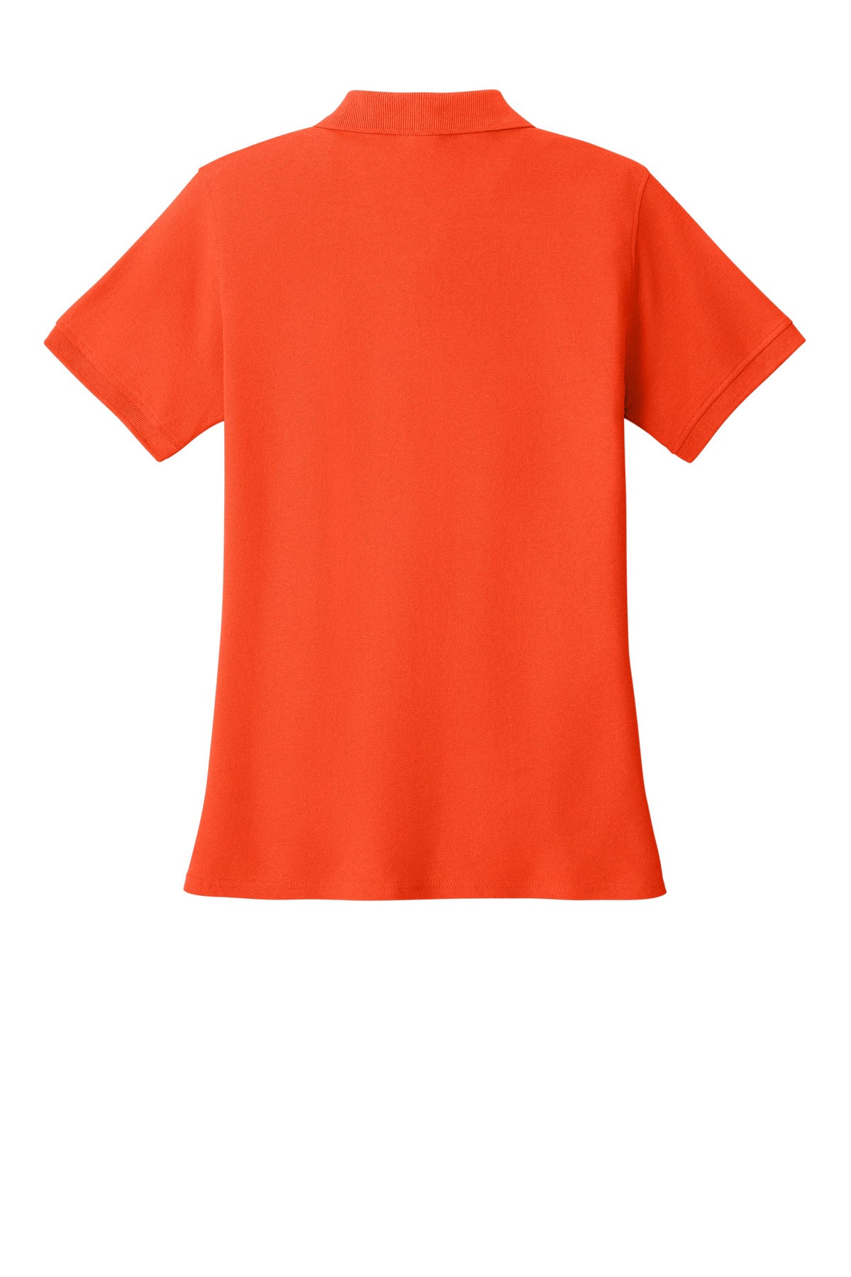 Rear View of Orange Port & Co Women's Core Blend Pique Polo. LKP155