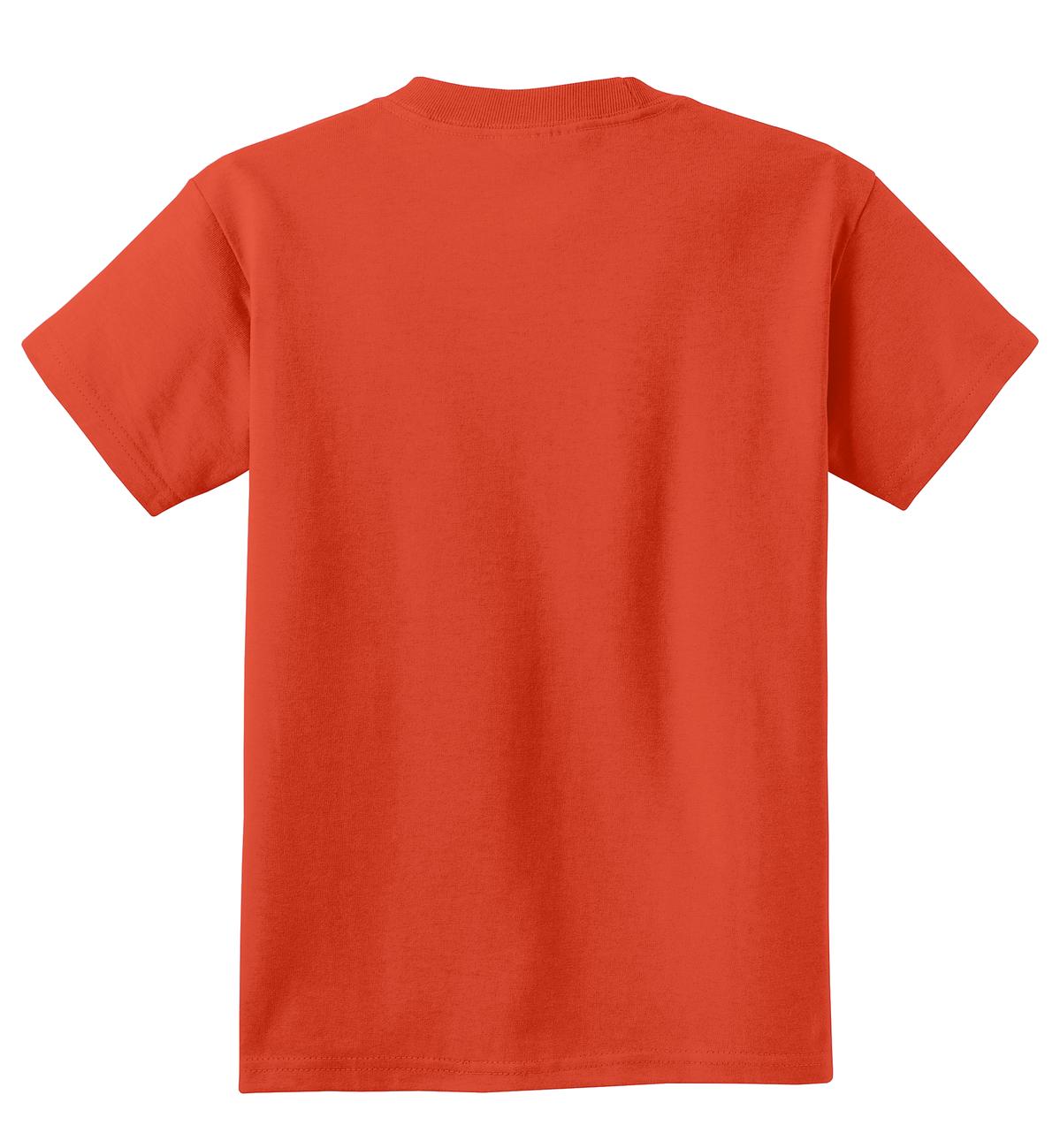 Rear View of Orange Port & Co Youth Core Cotton Tee. PC54Y