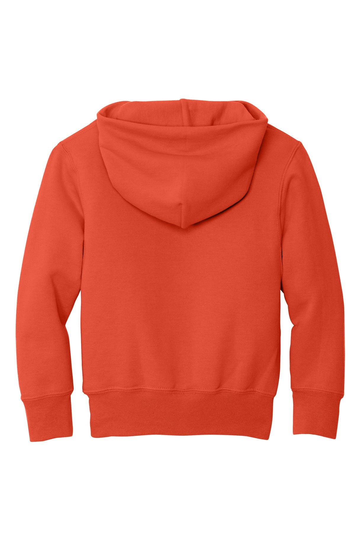 Rear View of Orange Port & Co Youth Core Fleece Pullover Hooded Sweatshirt. PC90YH