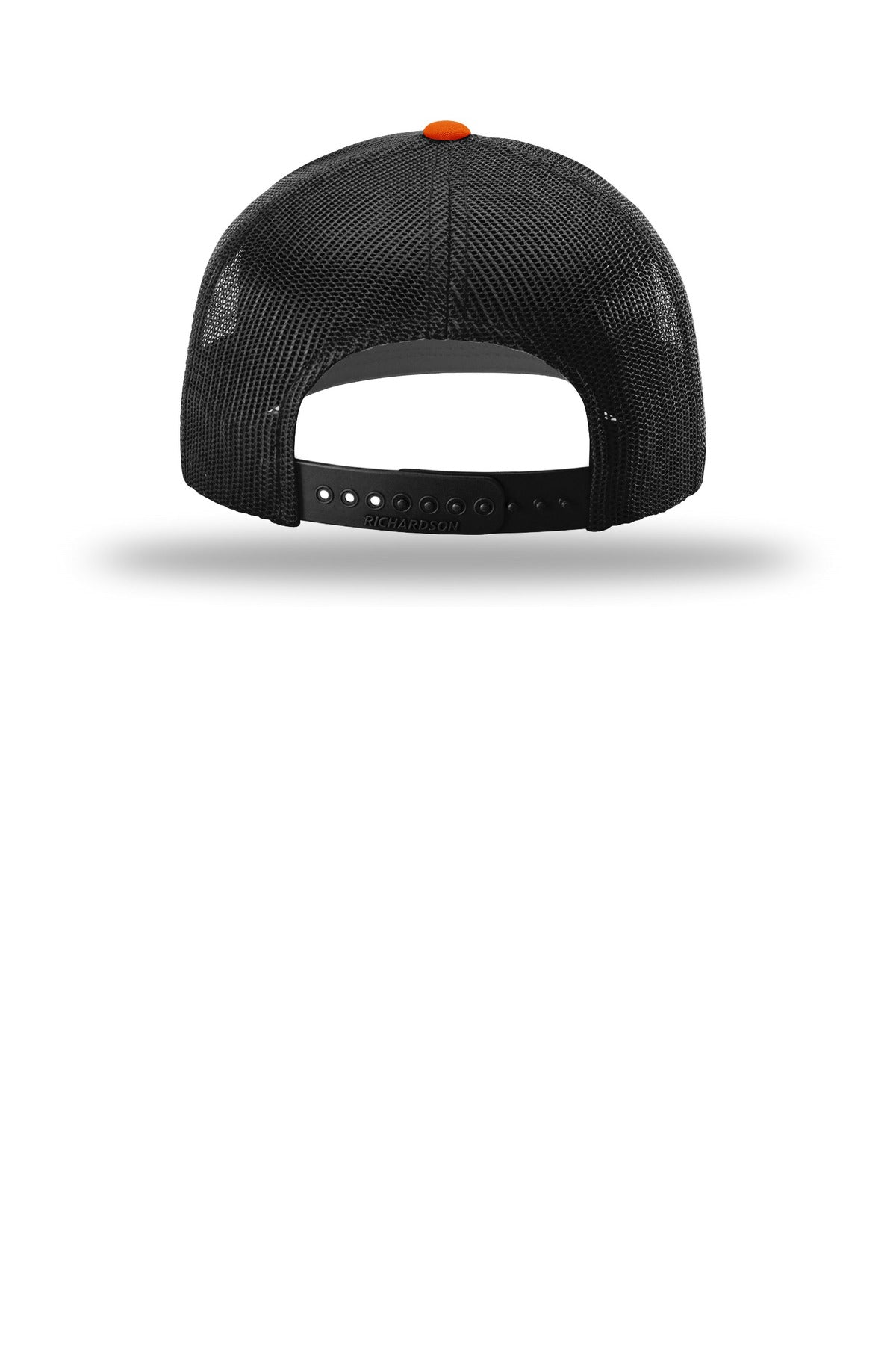 Rear View of Orng/Blk Richardson Trucker Cap 112