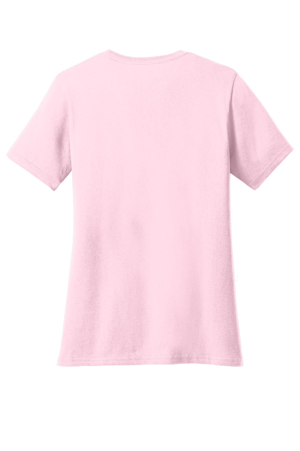 Rear View of Pale Pink Port & Co Women's Core Cotton Tee. LPC54