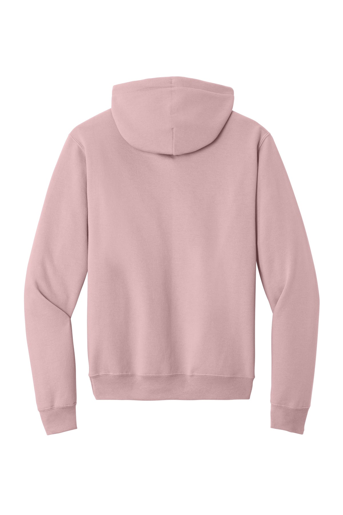 Rear View of PaleBlush Port & Co Core Fleece Pullover Hooded Sweatshirt. PC78H