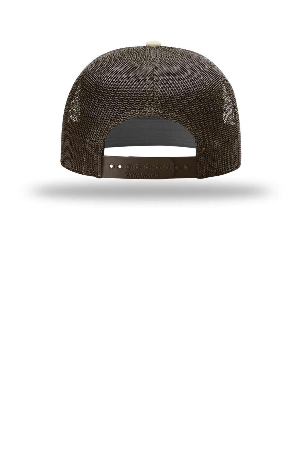Rear View of PaleKh/Brn Richardson 7-Panel Trucker 168