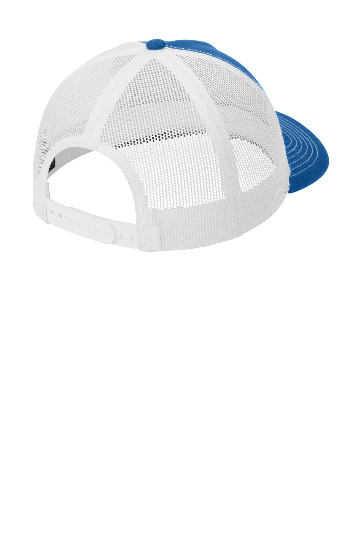 Rear View of PatBl/Wht Port Authority Low-Profile Snapback 5-Panel Trucker Cap C405LP