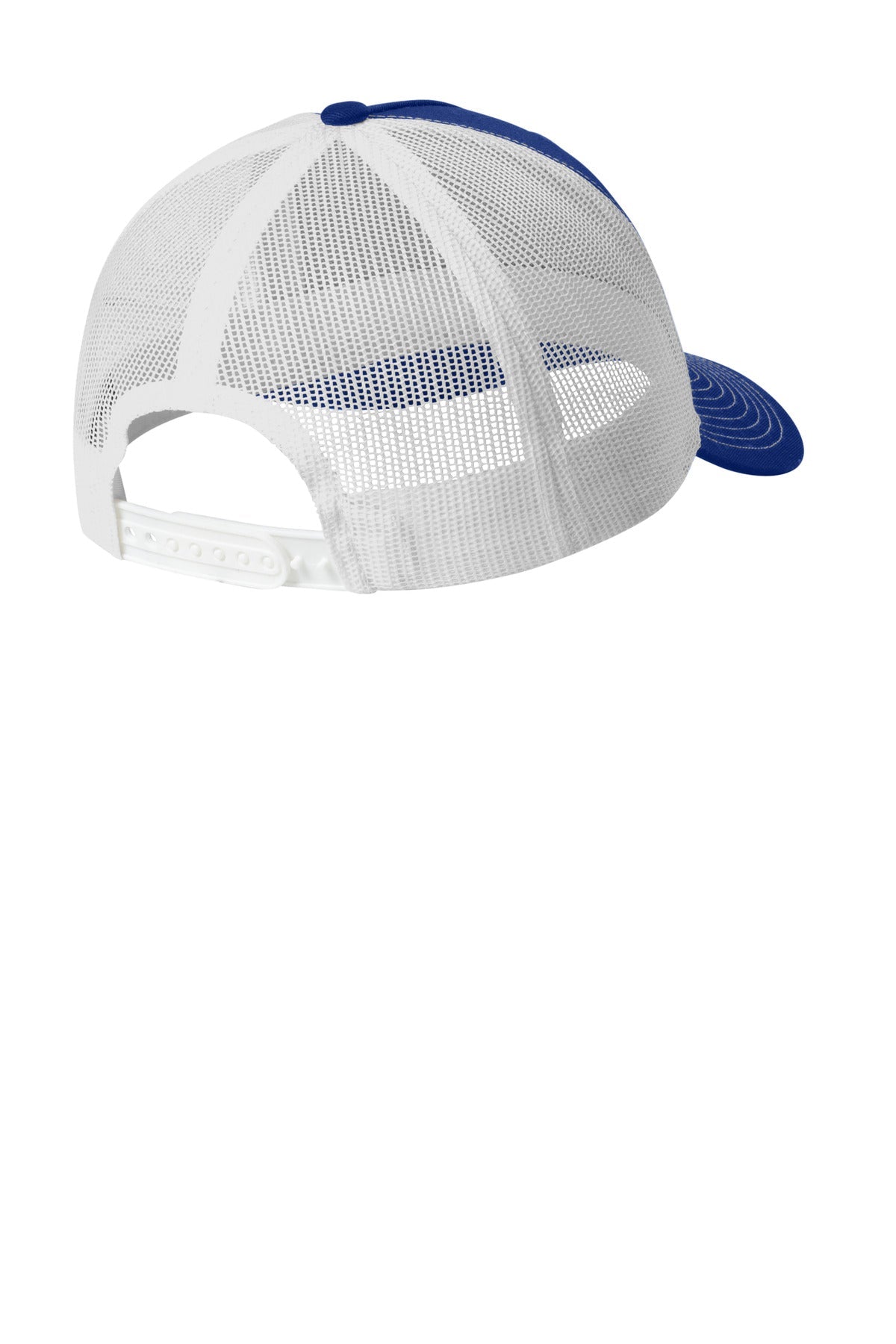 Rear View of PatBl/Wht Port Authority Snapback Five-Panel Trucker Cap C405