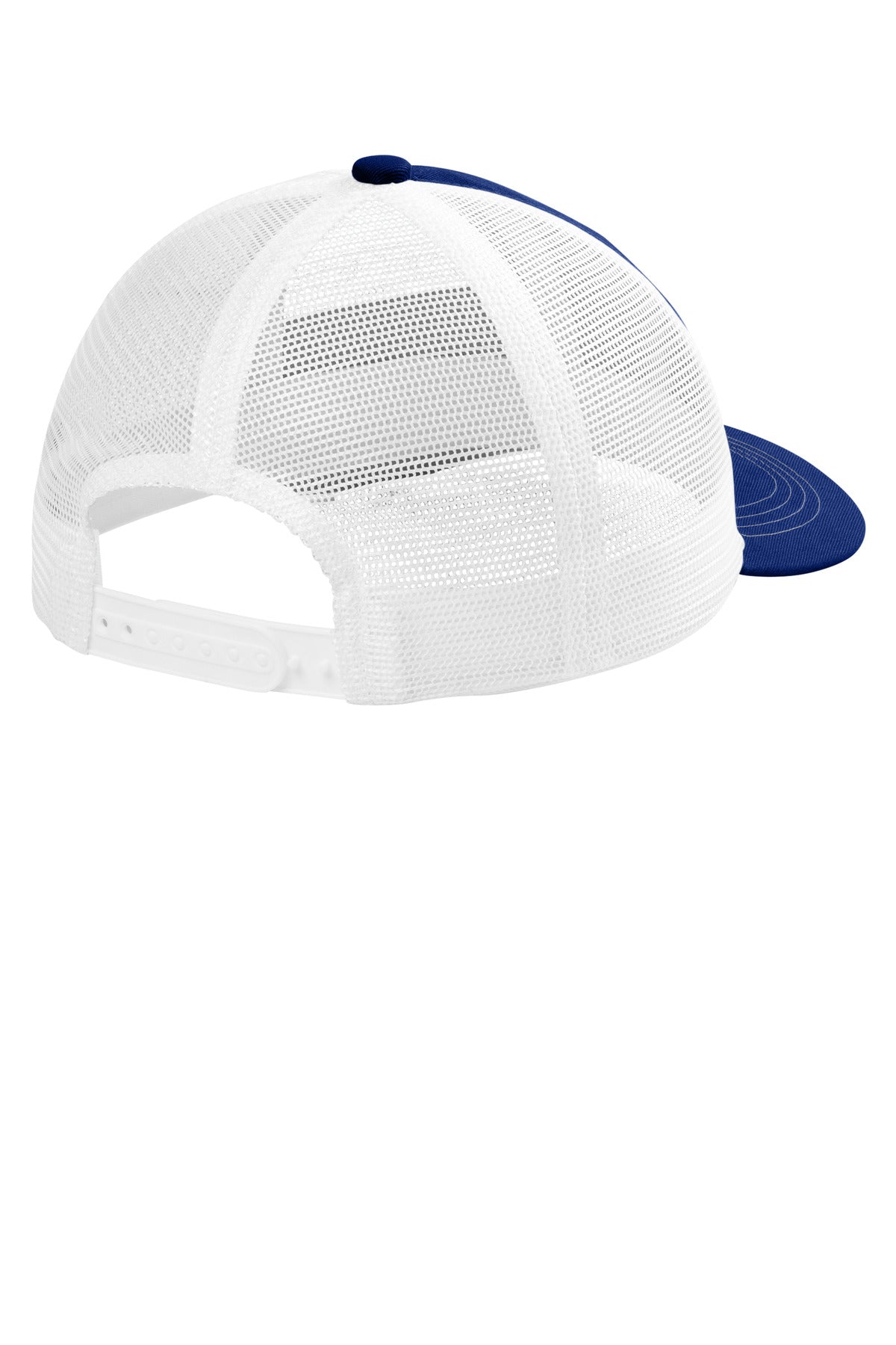 Rear View of PatBl/Wht Port Authority Unstructured Snapback Trucker Cap C409