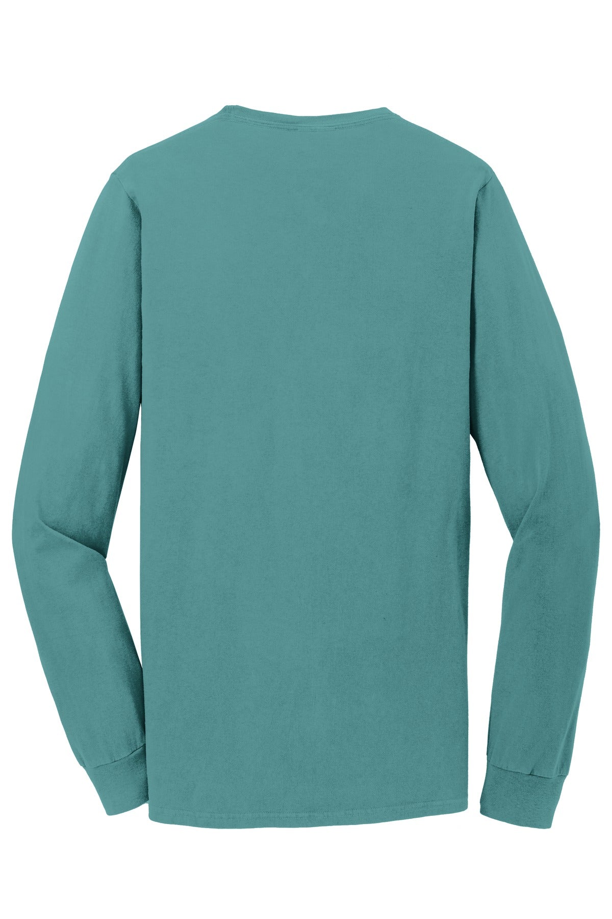 Rear View of Peacock Port & Co Beach Wash Garment-Dyed Long Sleeve Tee PC099LS