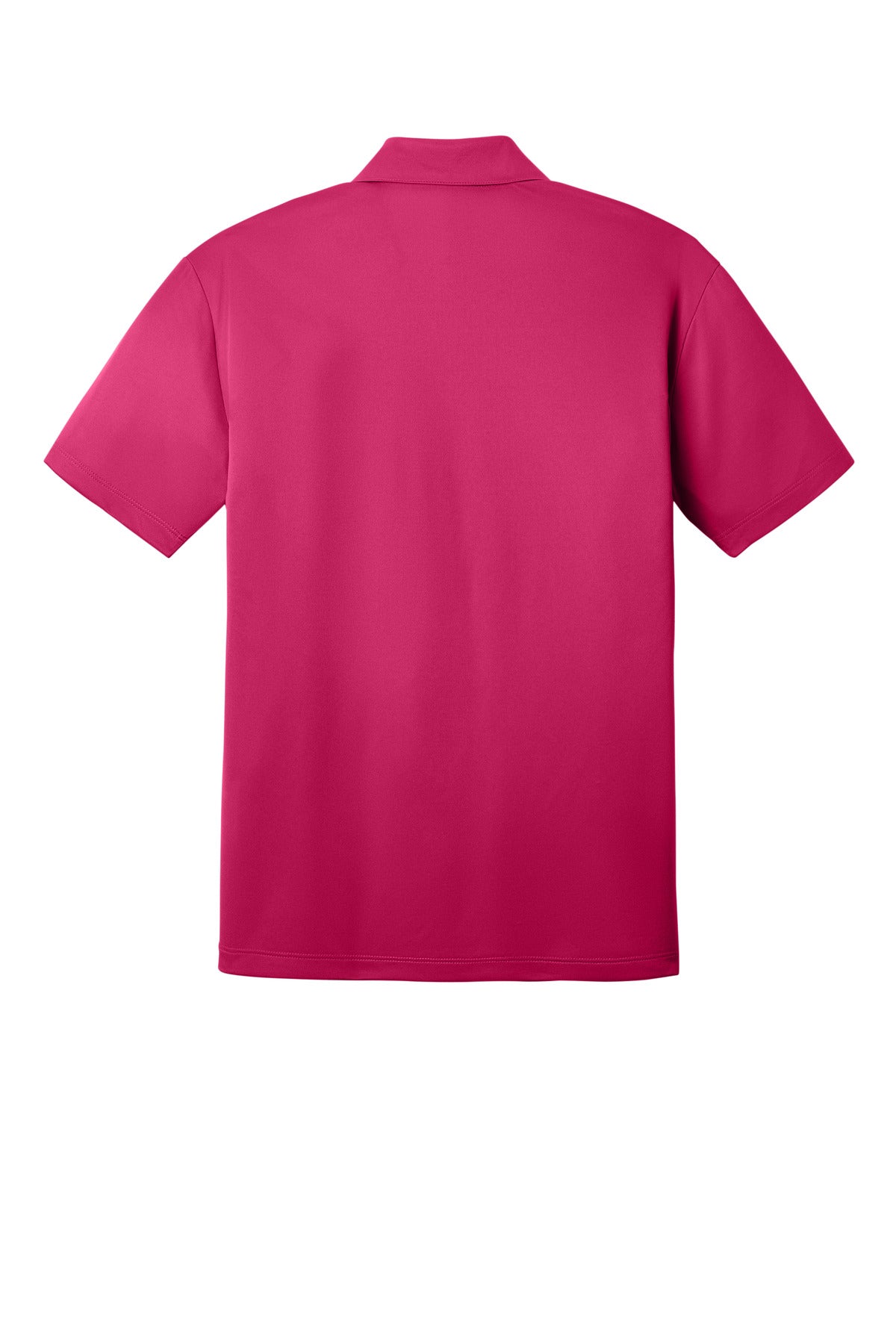 Rear View of Pink Raspberry Port Authority Silk Touch Performance Polo. K540
