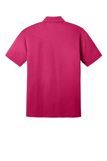 Rear View of Pink Raspberry Port Authority Silk Touch Performance Polo. K540