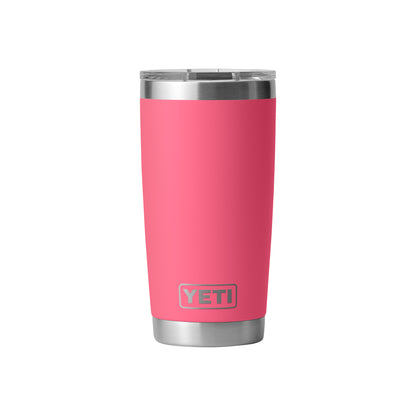 Rear View of Pink-Tropical Rambler® 20 oz Tumbler MagSlider™ Lid plain