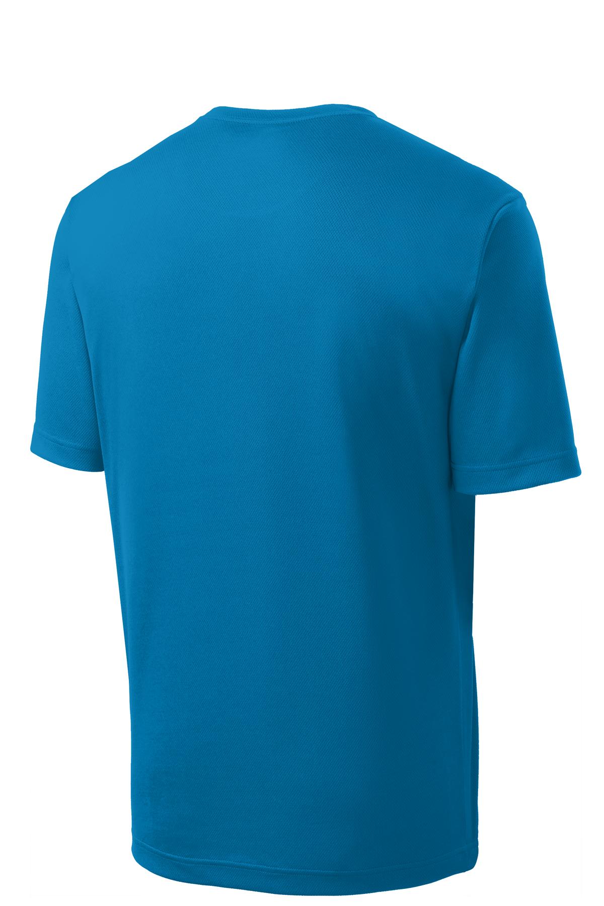 Rear View of Pond Blue Sport-Tek PosiCharge RacerMesh Tee. ST340