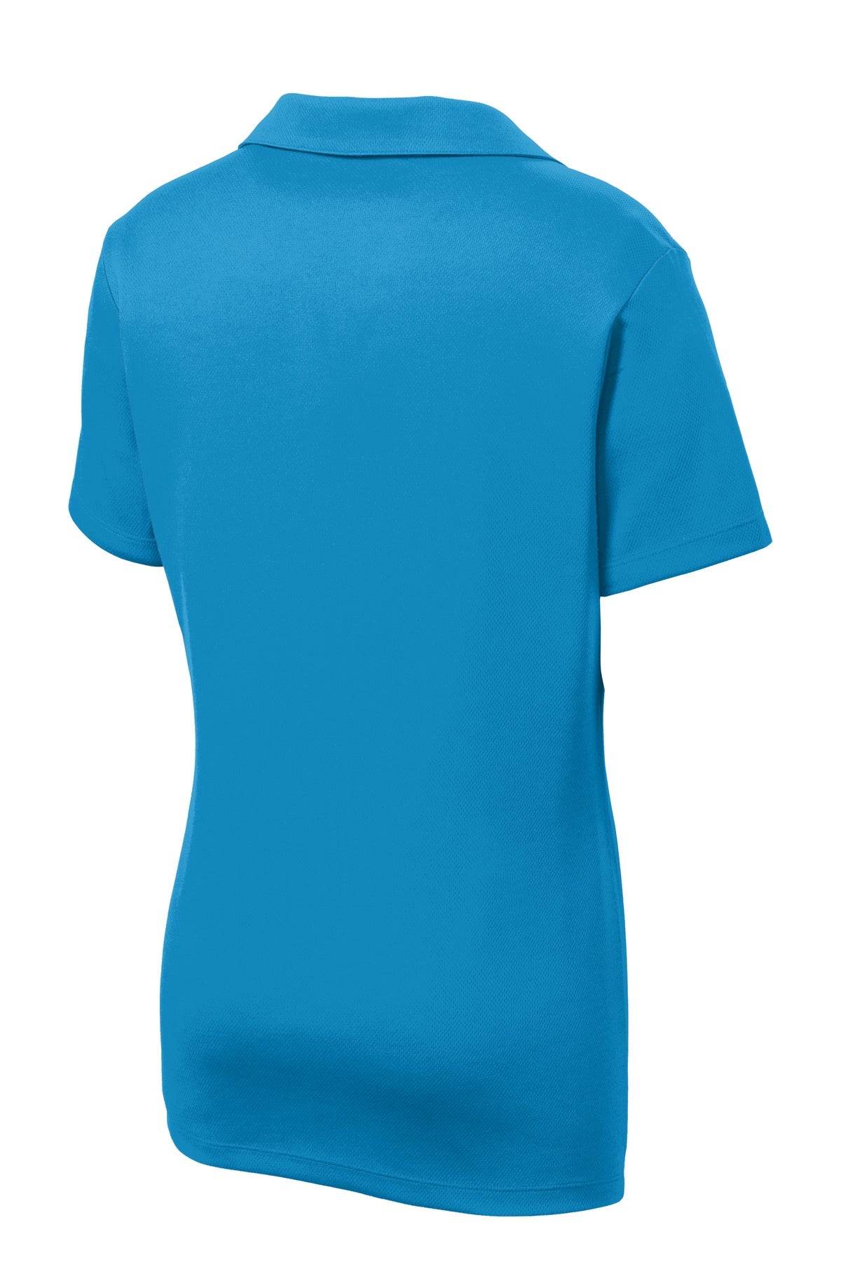 Rear View of Pond Blue Sport-Tek Women's PosiCharge RacerMesh Polo. LST640