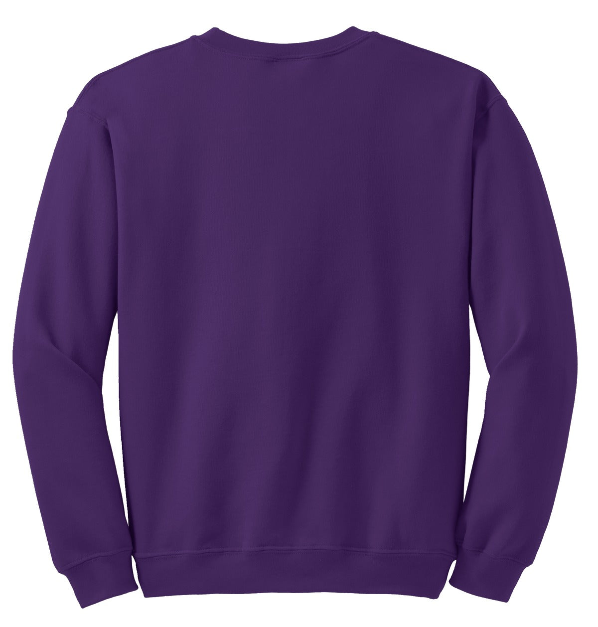 Rear View of Purple Gildan Heavy Blend Crewneck Sweatshirt. 18000