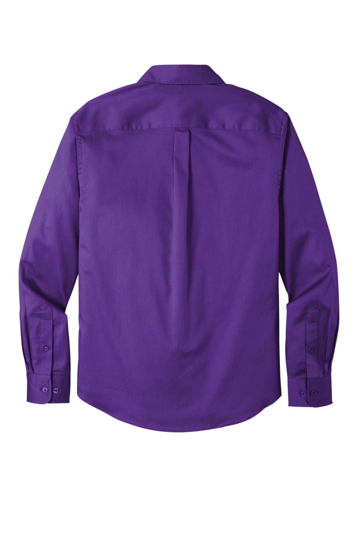 Rear View of Purple Port Authority Long Sleeve SuperPro React Twill Shirt. W808