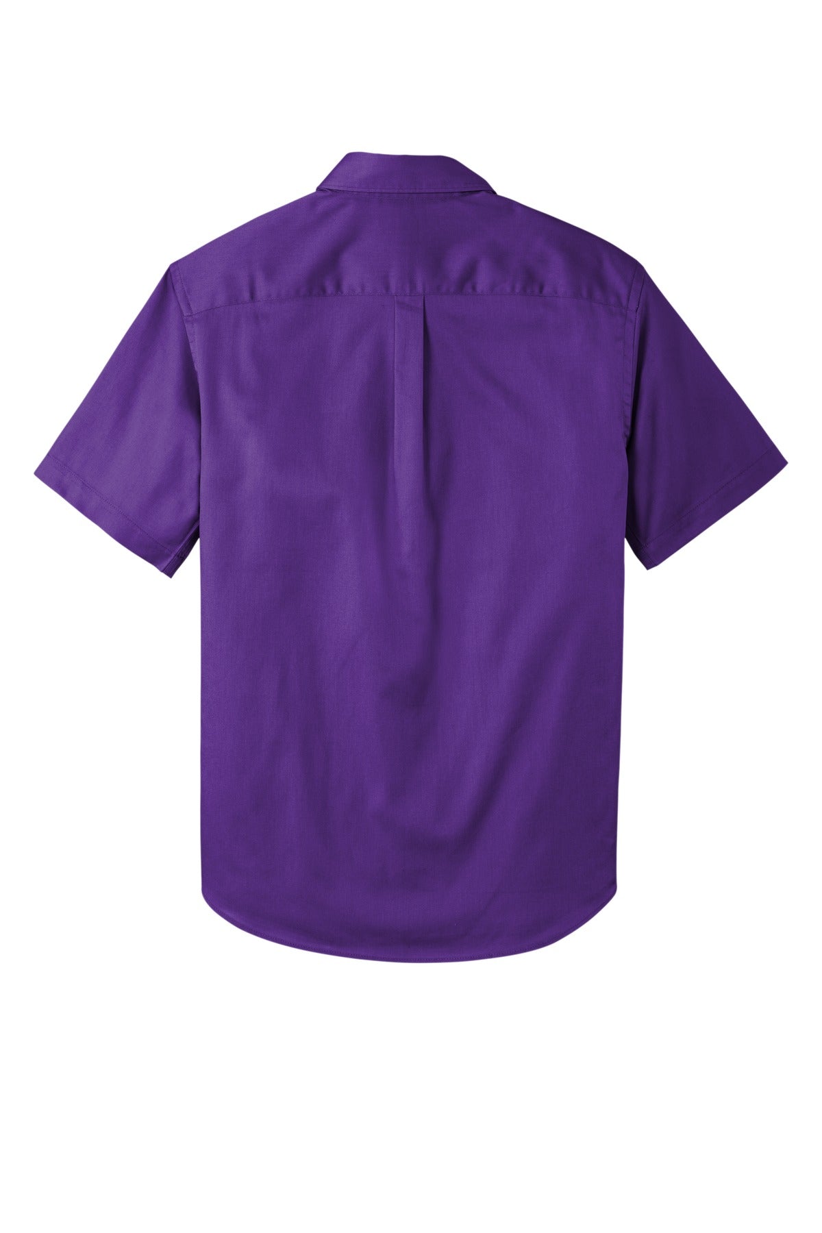 Rear View of Purple Port Authority Short Sleeve SuperPro React Twill Shirt. W809