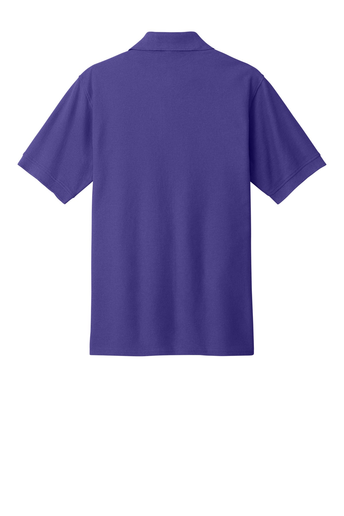 Rear View of Purple Port & Co Core Blend Pique Polo. KP155